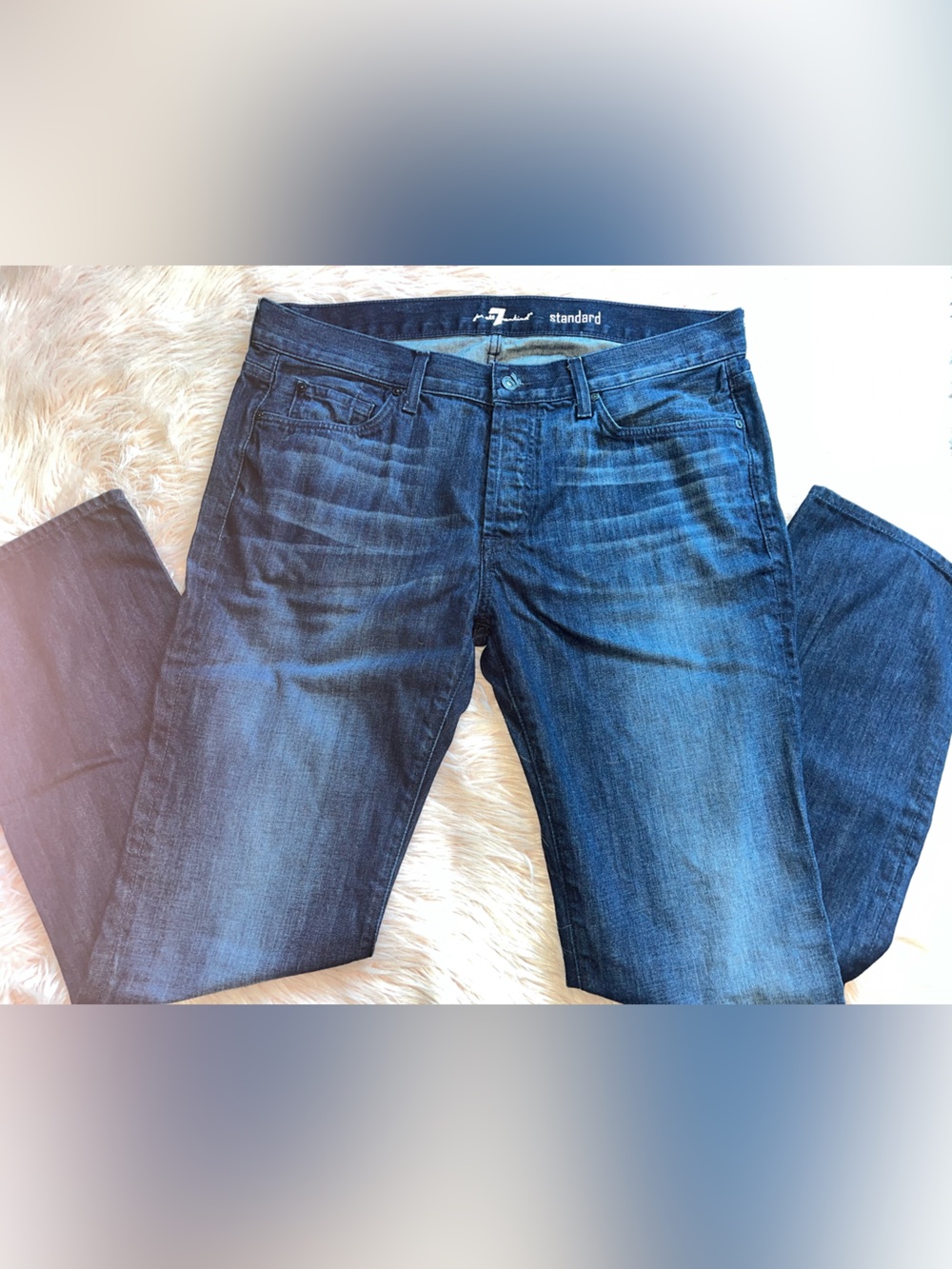 Seven For All Mankind Men's Blue Straight-Leg Jeans - Classic Washed Denim